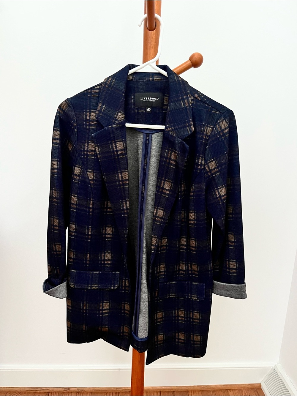 Liverpool Navy and Tan Plaid Blazer